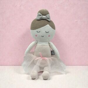 Living Textiles Emma Ballerina Doll 17" Knitted‎ Plush w/ Rattle Cotton Tutu Bow